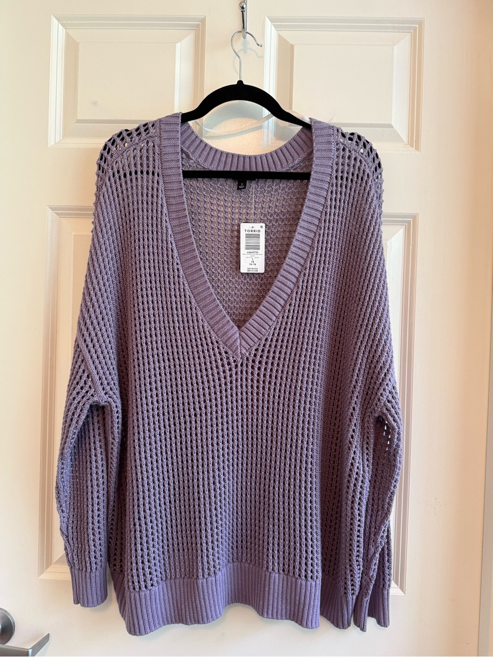 torrid Lilac Open-Knit V-Neck Sweater